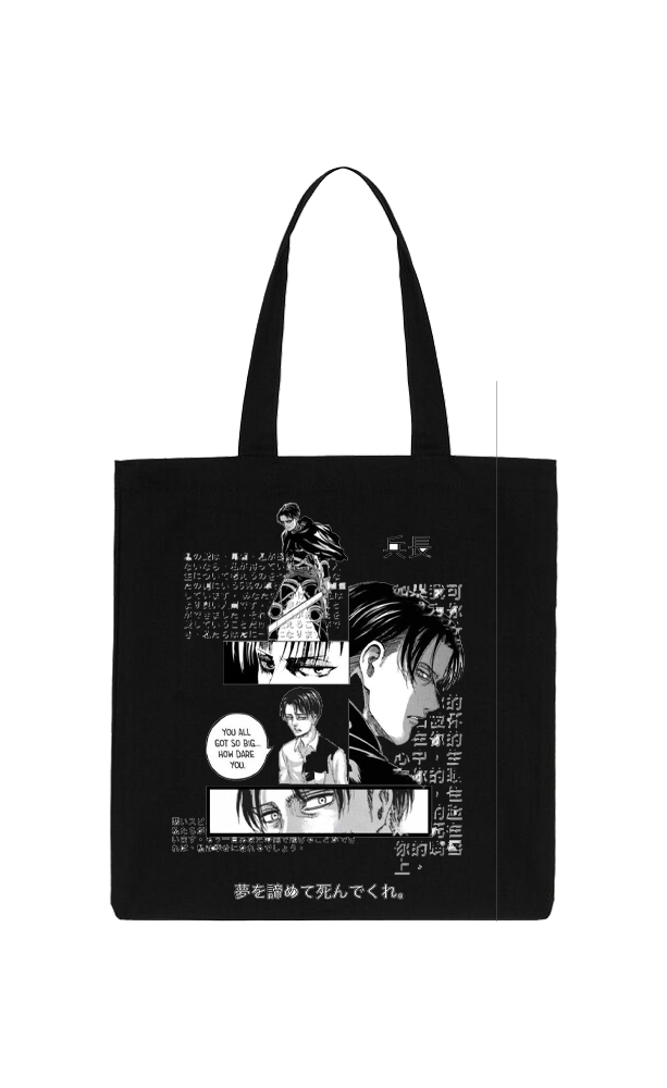 Anime Attack on titan shingeki no kyojin Aot Black tote bag 20