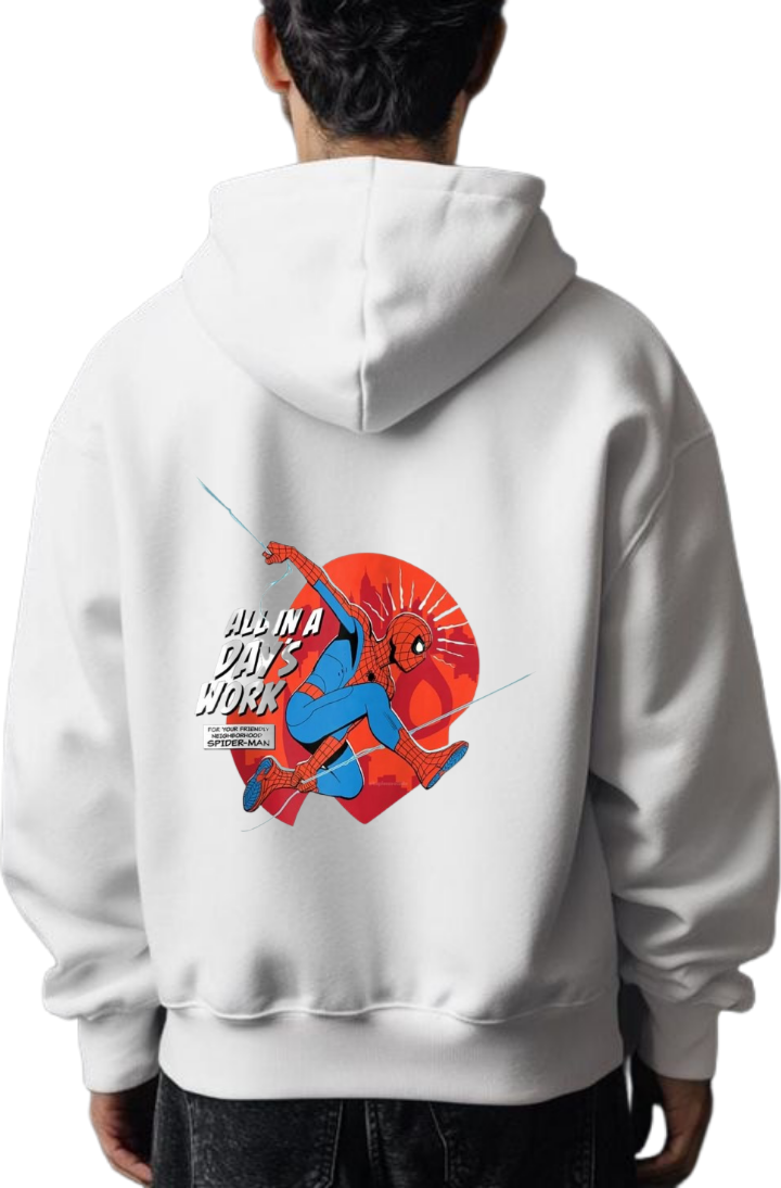 Spiderman One Size hoodie White Back 20