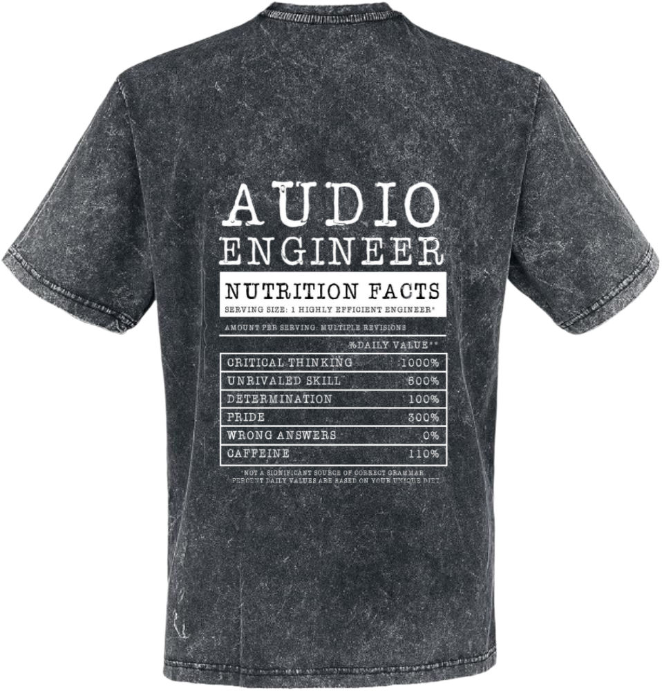 AUDIO ENGINEER  Back text One Size t- shirt Washed Back 99
