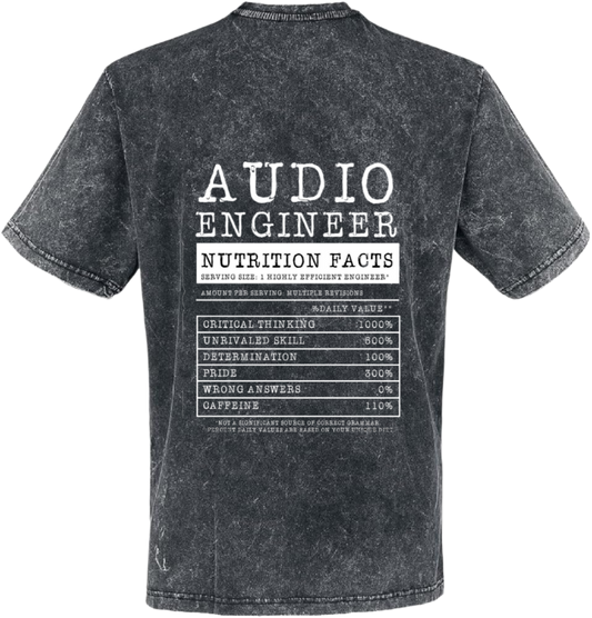 AUDIO ENGINEER  Back text One Size t- shirt Washed Back 99