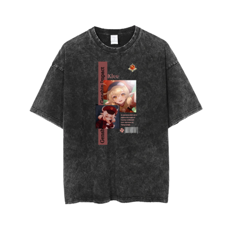 Genshin Impact Klee t- shirt Over Size Washed 20