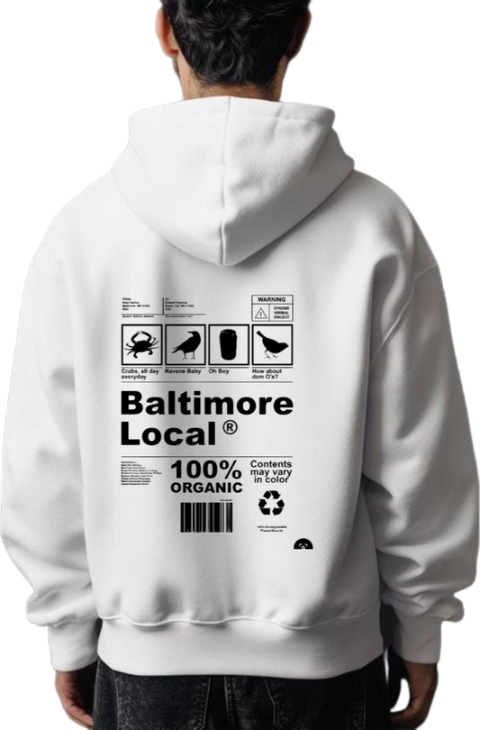 Baltimore Local Back text oversize hoodie White back 129