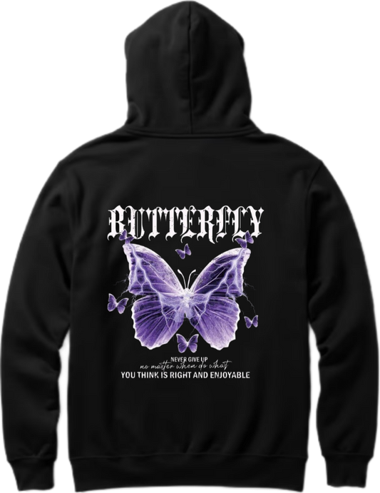 butterflies Oversize Hoodie Black Back 20