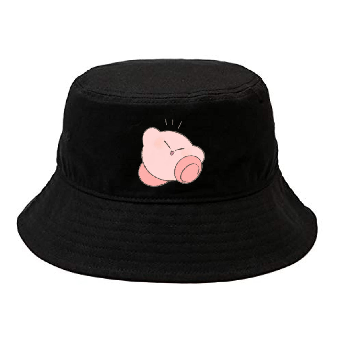 Cute Anime Kirby Bucket Hat, Kawaii Pink Character Black Sun Fisherman Cap, Y2K Streetwear Summer Beach Hat for Women and Men 20