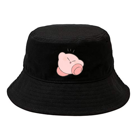 Cute Anime Kirby Bucket Hat, Kawaii Pink Character Black Sun Fisherman Cap, Y2K Streetwear Summer Beach Hat for Women and Men 20