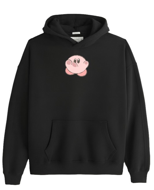 Cute Pink Anime Kirby Character Graphic Hoodie for Women and Men, Kawaii Cartoon Black Pullover Sweatshirt 20