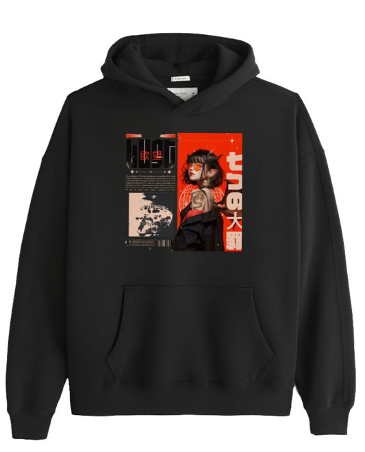 RANDOM ANIME GIRL Oversize  Hoodie Black 20