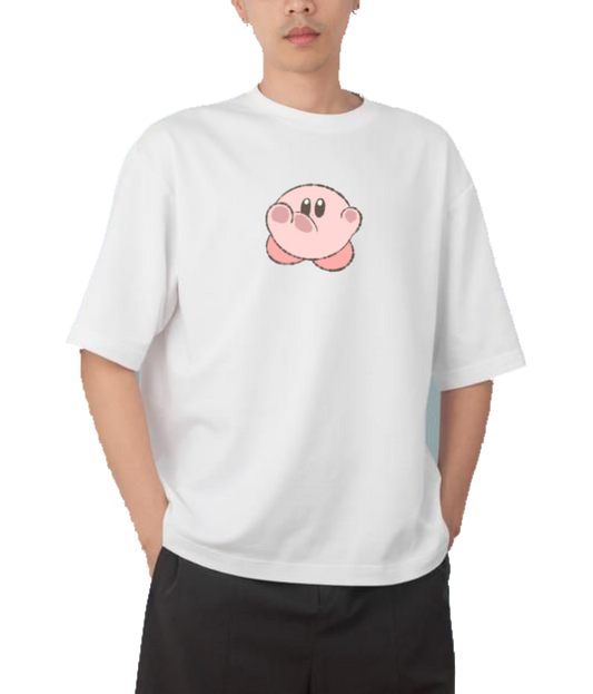 Cute White Kirby Anime Graphic T-Shirt, Kawaii Y2K Aesthetic Gaming Tee, Casual Oversized Short Sleeve Top 20