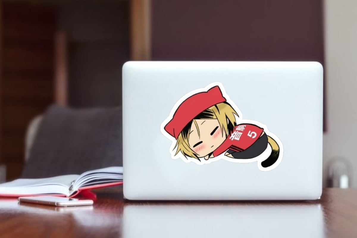 Haikyuu!! Kenma Kozume Anime Sticker, Cute Chibi Cat Sleepy Waterproof Vinyl Decal for Laptop, Water Bottle, Hydro Flask, and Journal