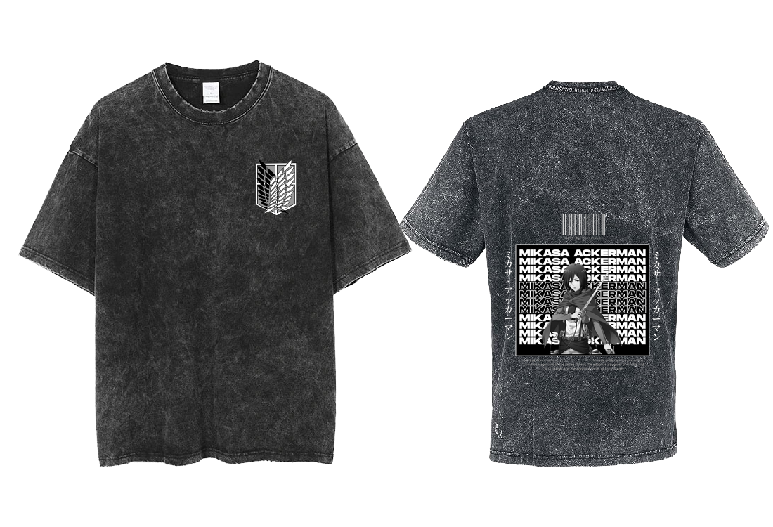 Anime Attack on titan shingeki no kyojin eren levi mikasa Aot Oversize t- shirt Washd acid back 20