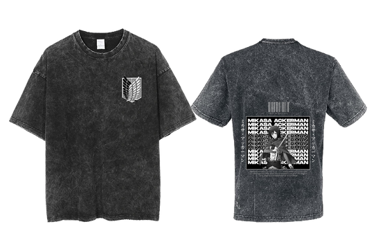 Anime Attack on titan shingeki no kyojin eren levi mikasa Aot Oversize t- shirt Washd acid back 20