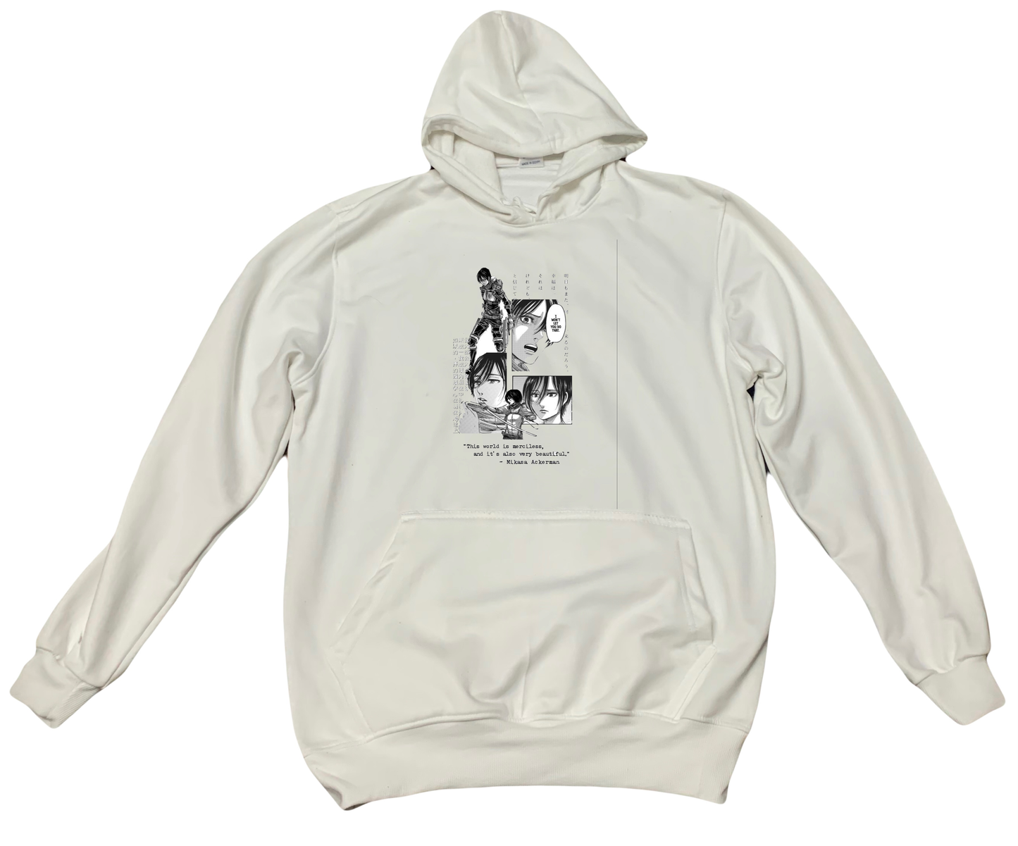 Anime Attack on titan shingeki no kyojin eren levi mikasa Aot White Oversize HOODIE 20