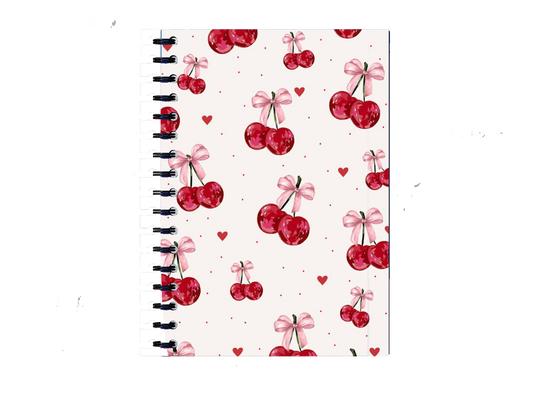 Notebook Watercolor cherry with pink bow 20