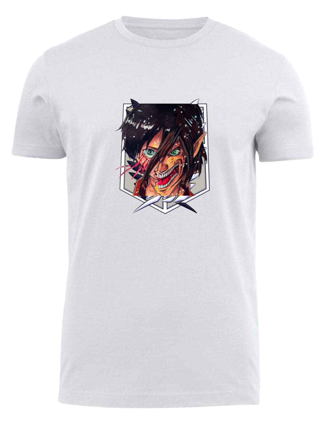 Anime Attack on titan shingeki no kyojin eren levi mikasa  Aot white fit t- shirt 20
