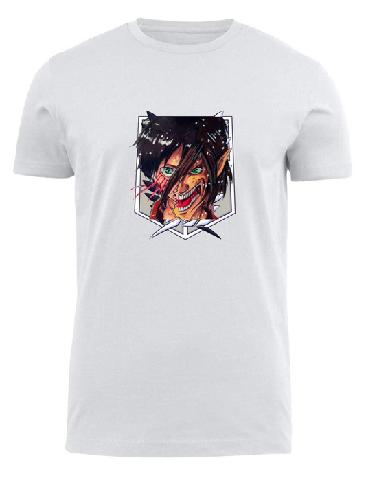 Anime Attack on titan shingeki no kyojin eren levi mikasa  Aot white fit t- shirt 20