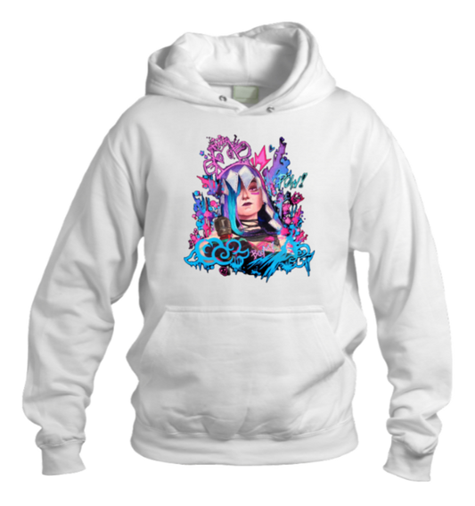 League of Legends Jinx Over Size hoodie White 4