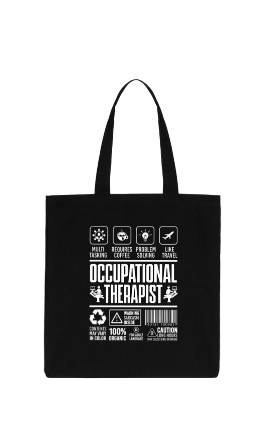 OCCUPATIONAL THERAPIST Back text tote bag Black 135