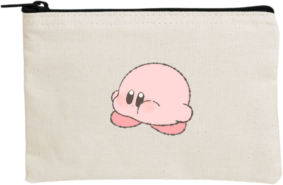 Kawaii Cute Kirby Canvas Makeup Pouch, Aesthetic Pink Anime Character Small Zipper Makeup Bag, Pencil Case, Travel Toiletry Pouch for Women and Girls 20