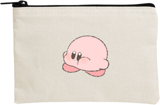 Kawaii Cute Kirby Canvas Makeup Pouch, Aesthetic Pink Anime Character Small Zipper Makeup Bag, Pencil Case, Travel Toiletry Pouch for Women and Girls 20