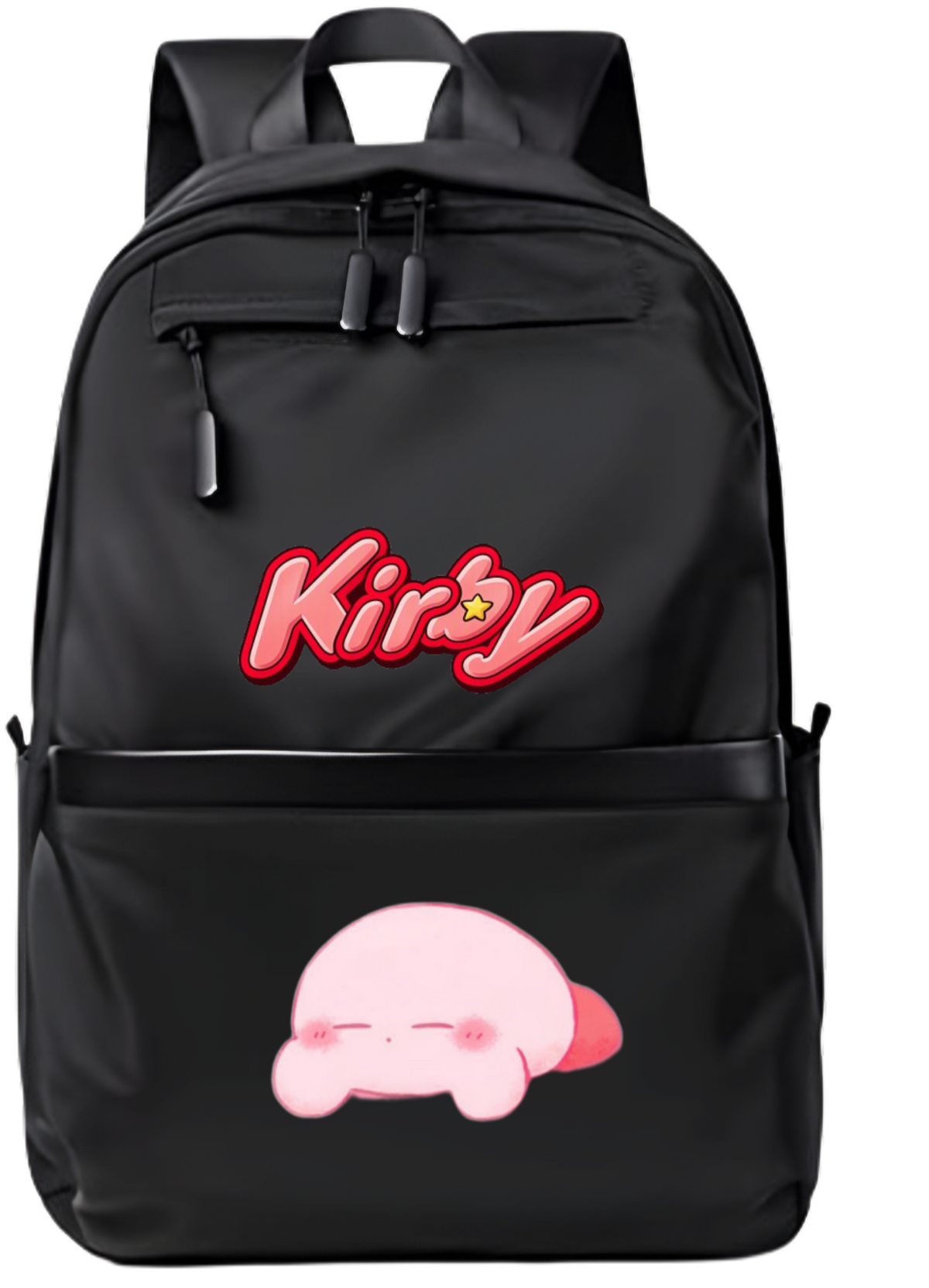 Kirby Backpack for Kids Teens, Cute Anime Cartoon Black School Bag, Casual Daypack Travel Bookbag for Boys and Girls 20