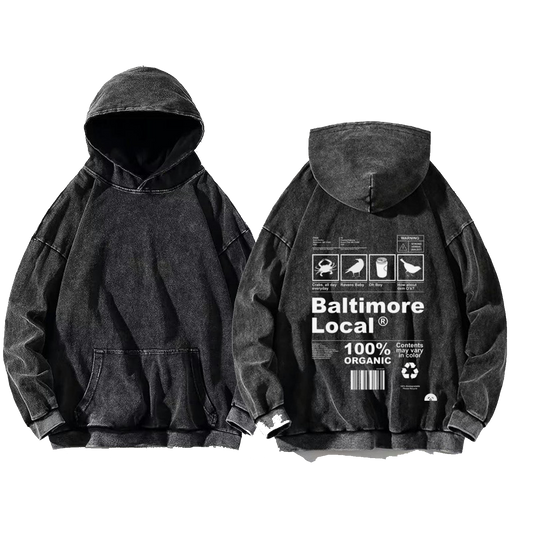 Baltimore Local oversize hoodie Washed back 123