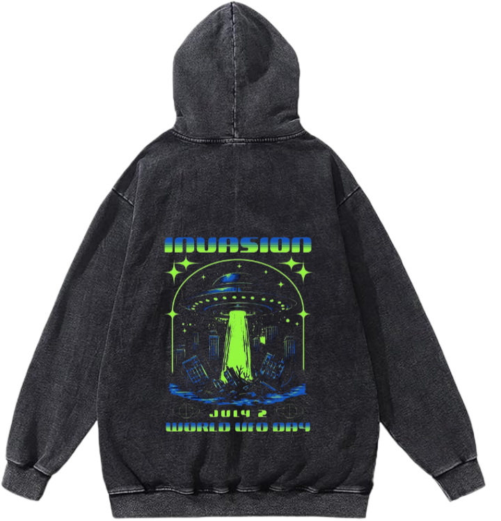 aliens Oversize Hoodie Washed gray Back 20