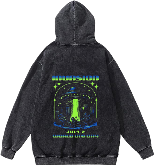 aliens Oversize Hoodie Washed gray Back 20