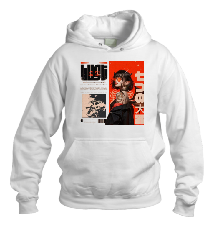 RANDOM ANIME GIRL Oversize  Hoodie White 20