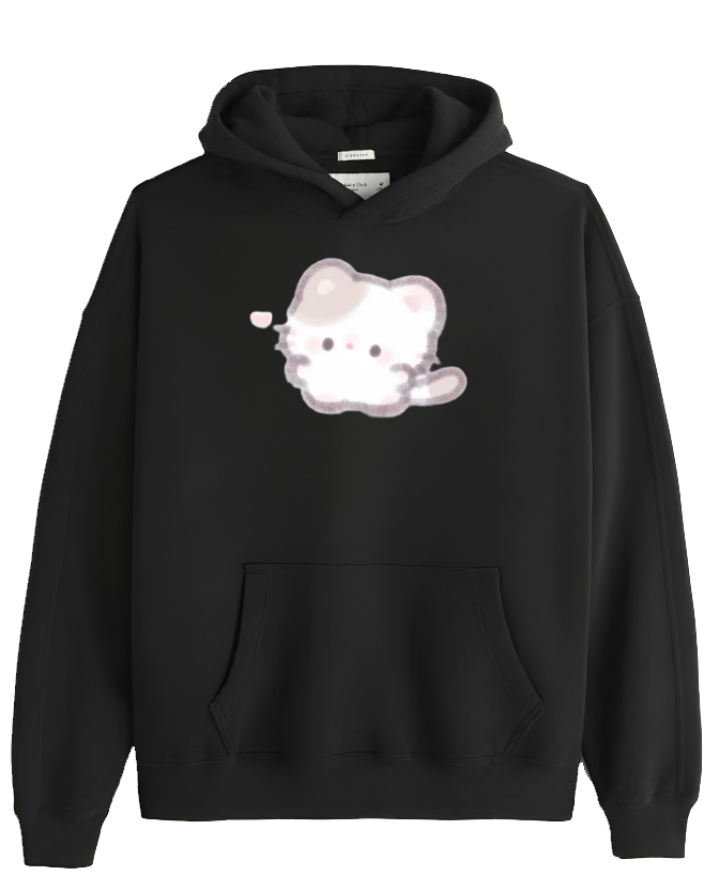 cat Oversize Hoodie Black 21