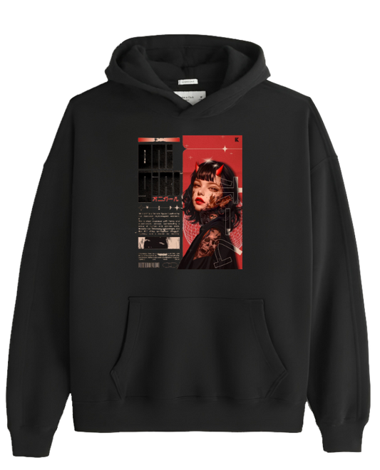 RANDOM ANIME GIRL Oversize  Hoodie Black 21