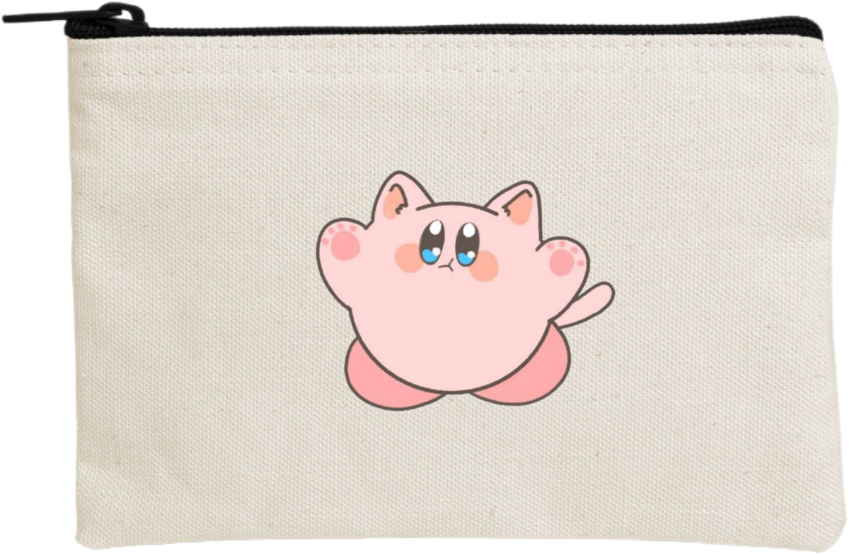 Kawaii Cute Kirby Canvas Makeup Pouch, Aesthetic Pink Anime Character Small Zipper Makeup Bag, Pencil Case, Travel Toiletry Pouch for Women and Girls 21