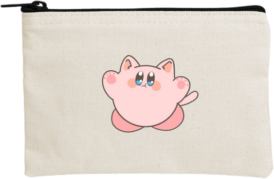 Kawaii Cute Kirby Canvas Makeup Pouch, Aesthetic Pink Anime Character Small Zipper Makeup Bag, Pencil Case, Travel Toiletry Pouch for Women and Girls 21