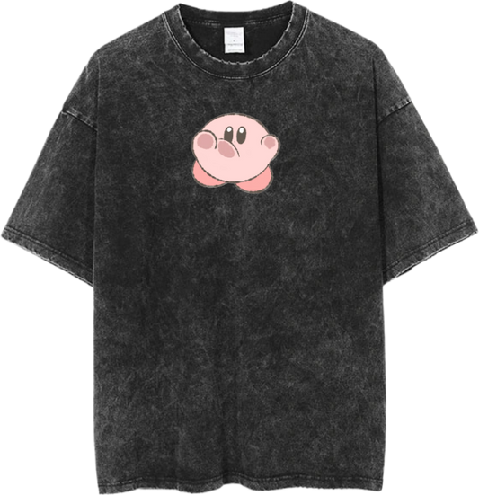 Vintage Washed Kirby Anime Graphic T-Shirt, Kawaii Y2K Aesthetic Grunge Tee, Casual Oversized Short Sleeve Top 21