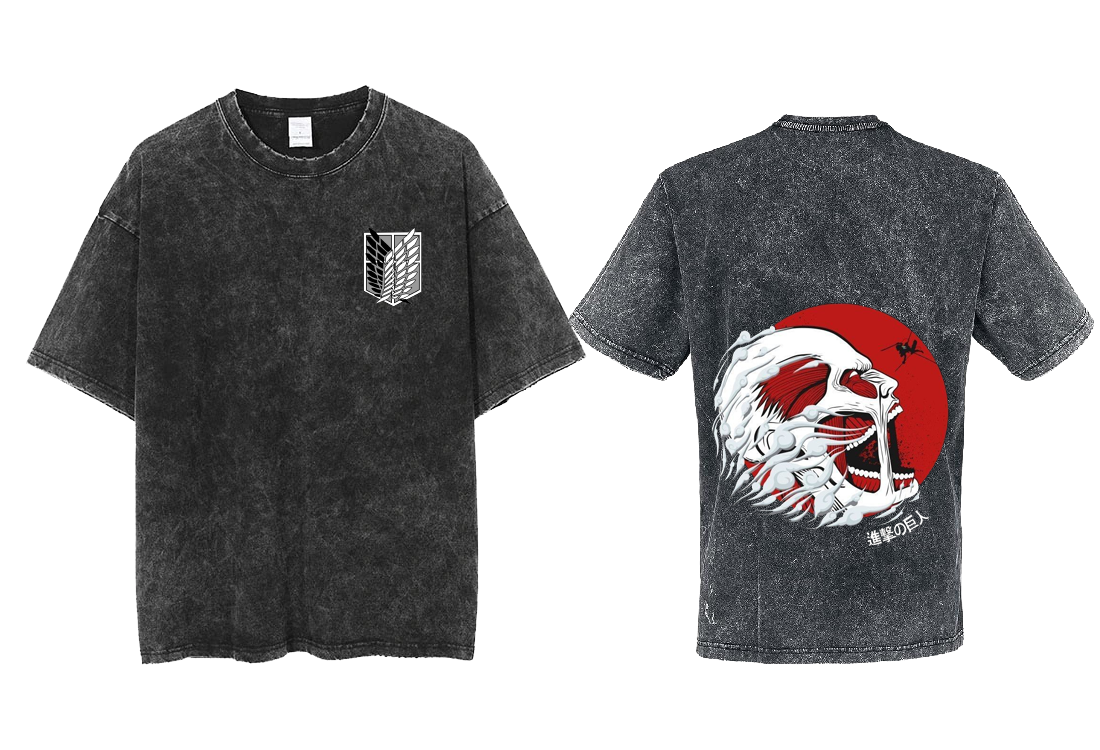 Anime Attack on titan shingeki no kyojin eren levi mikasa Aot Oversize t- shirt Washd acid back 21
