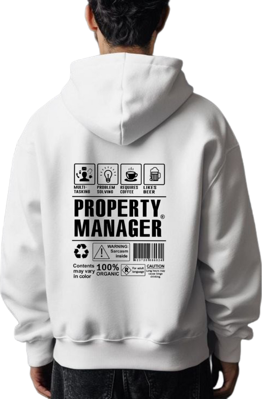 PROPERTY MANAGER Back text oversize hoodie White back 130