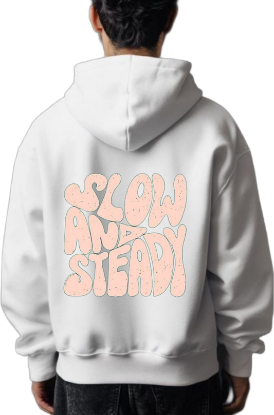 SLOW STEADY One Size hoodie White Back 21