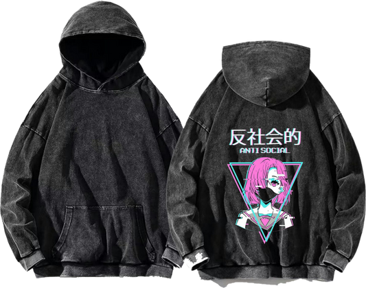 Vaporwave One Size hoodie Washed Back 21