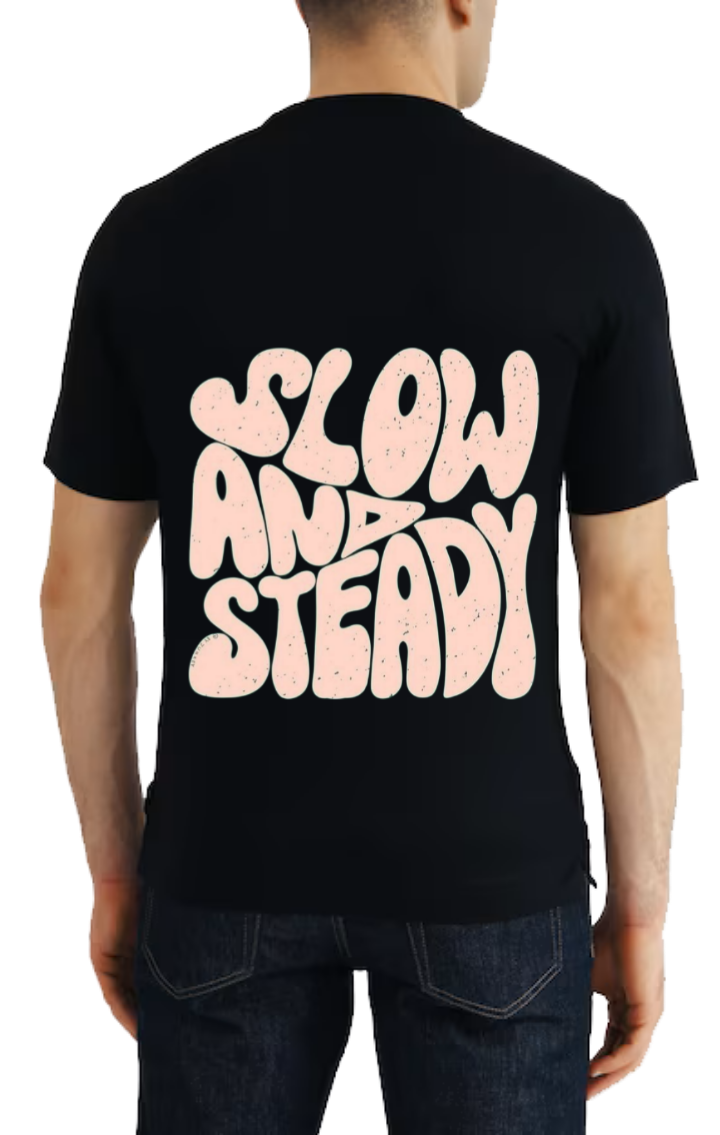 Slow and Steady t- shirt One Size Black back 21
