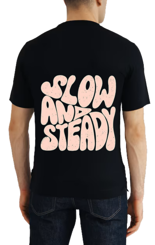 Slow and Steady t- shirt One Size Black back 21