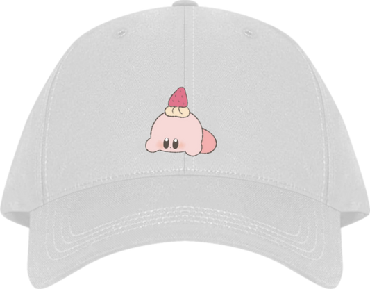 Cute Anime Kirby Baseball Cap, Kawaii Pink Character White Dad Hat, Adjustable Y2K Streetwear Sun Cap for Women and Men 21