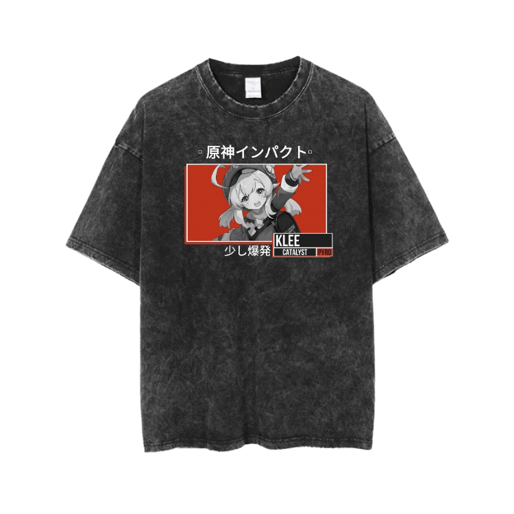 Genshin Impact Klee t- shirt Over Size Washed 21