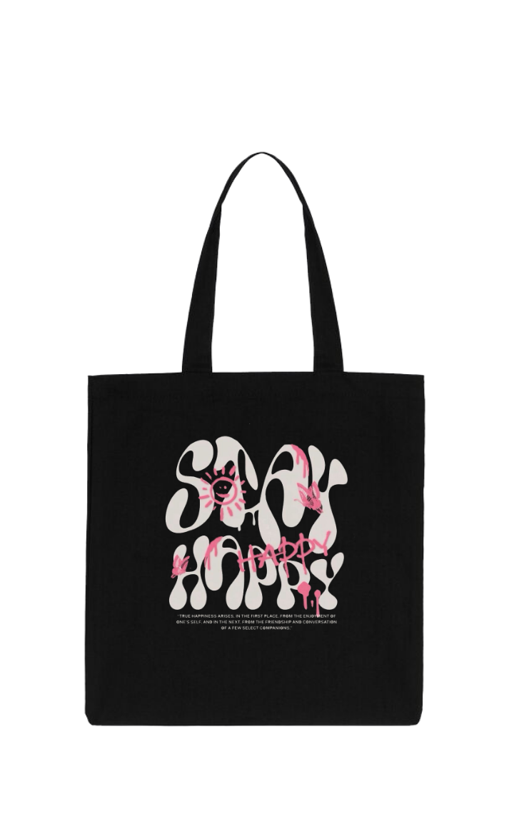 Stay Happy tote bag Black 21