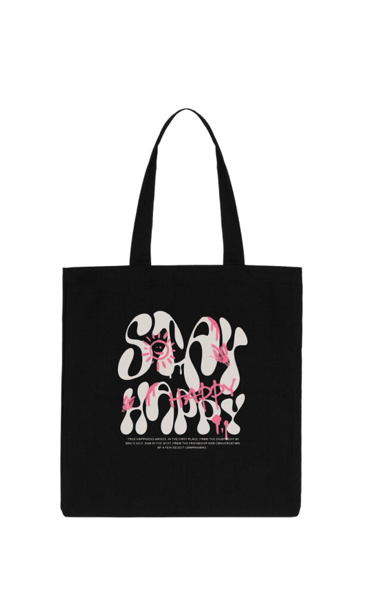 Stay Happy tote bag Black 21