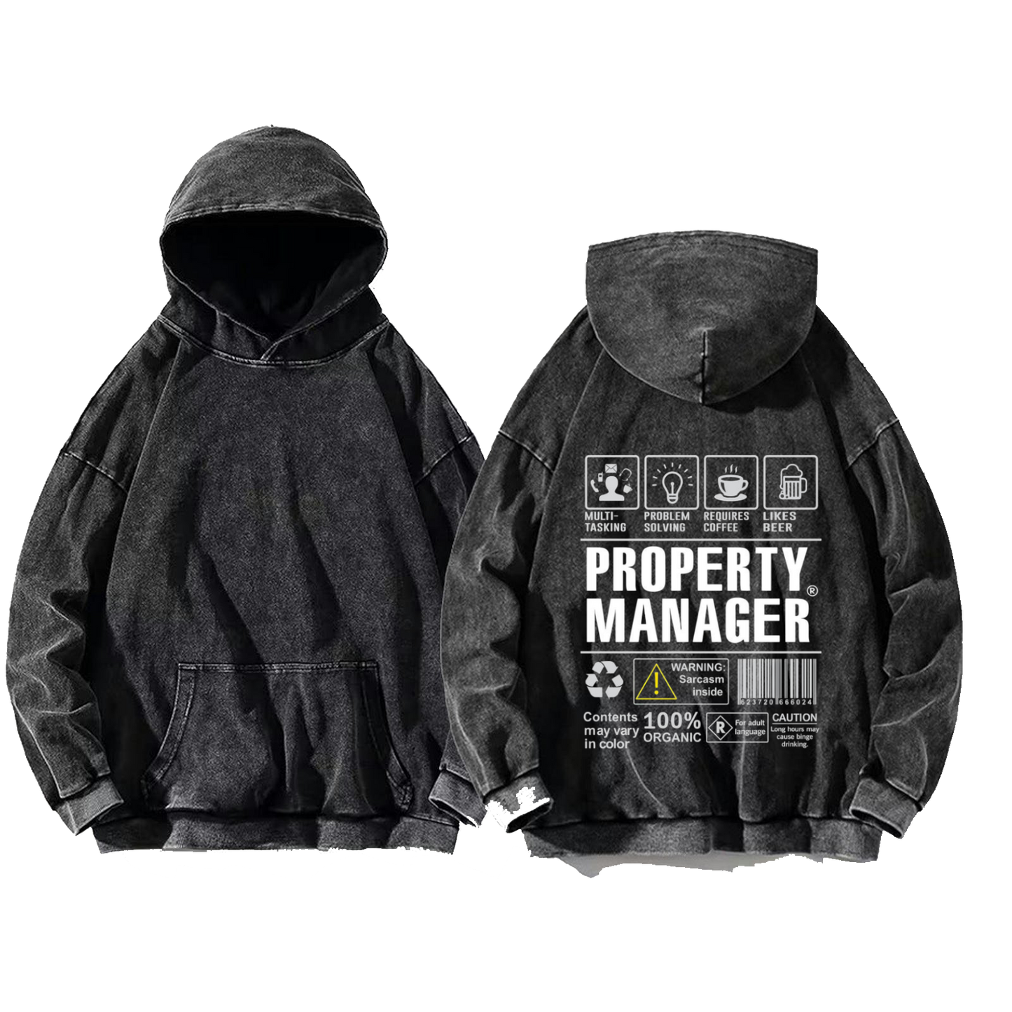 PROPERTY MANAGER oversize hoodie Washed back 124
