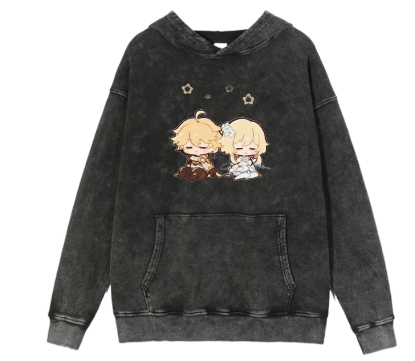 Genshin Impact The Travelers Over Size hoodie Washed 21