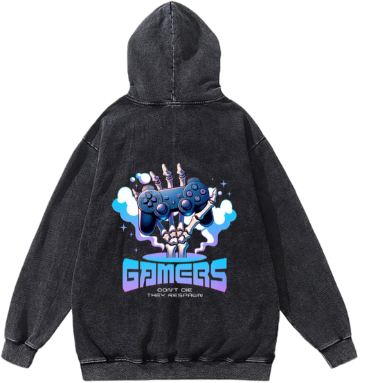 aliens Oversize Hoodie Washed gray Back 21