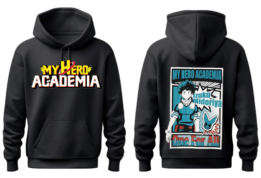Boku no hero academy bnha One Size hoodie Black Back 21