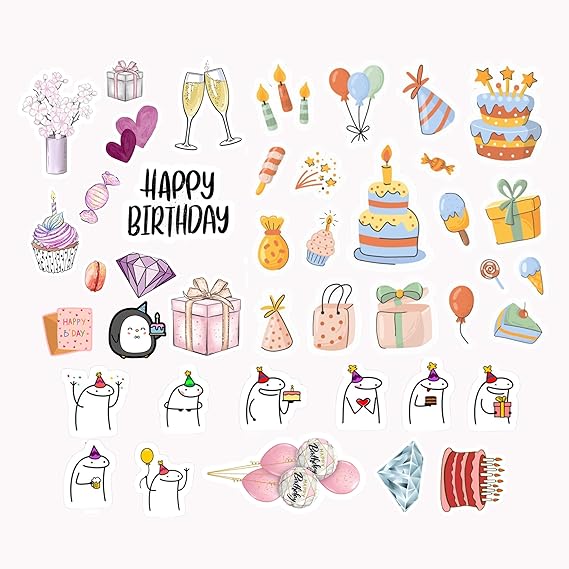 Sticker A birthday drawing in a cute and cheerful style  17