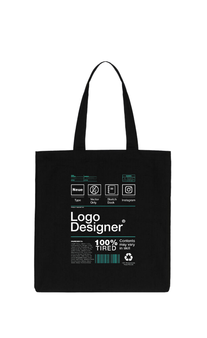 Logo Designer Back text tote bag Black 136