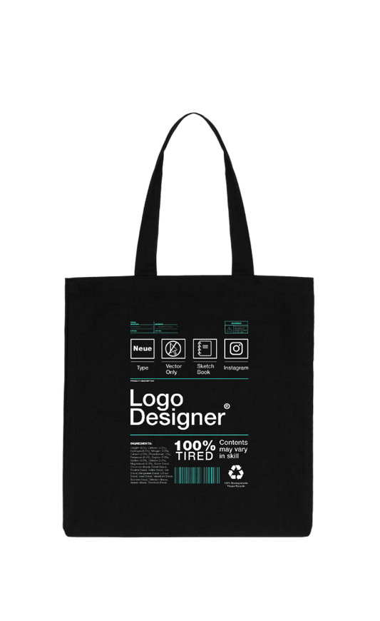 Logo Designer Back text tote bag Black 136